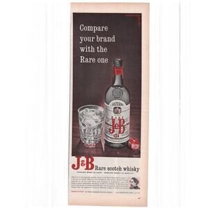 J&B Rare Scotch Whisky Magazine Advertisement 1960s Alcohol Dickens Vintage